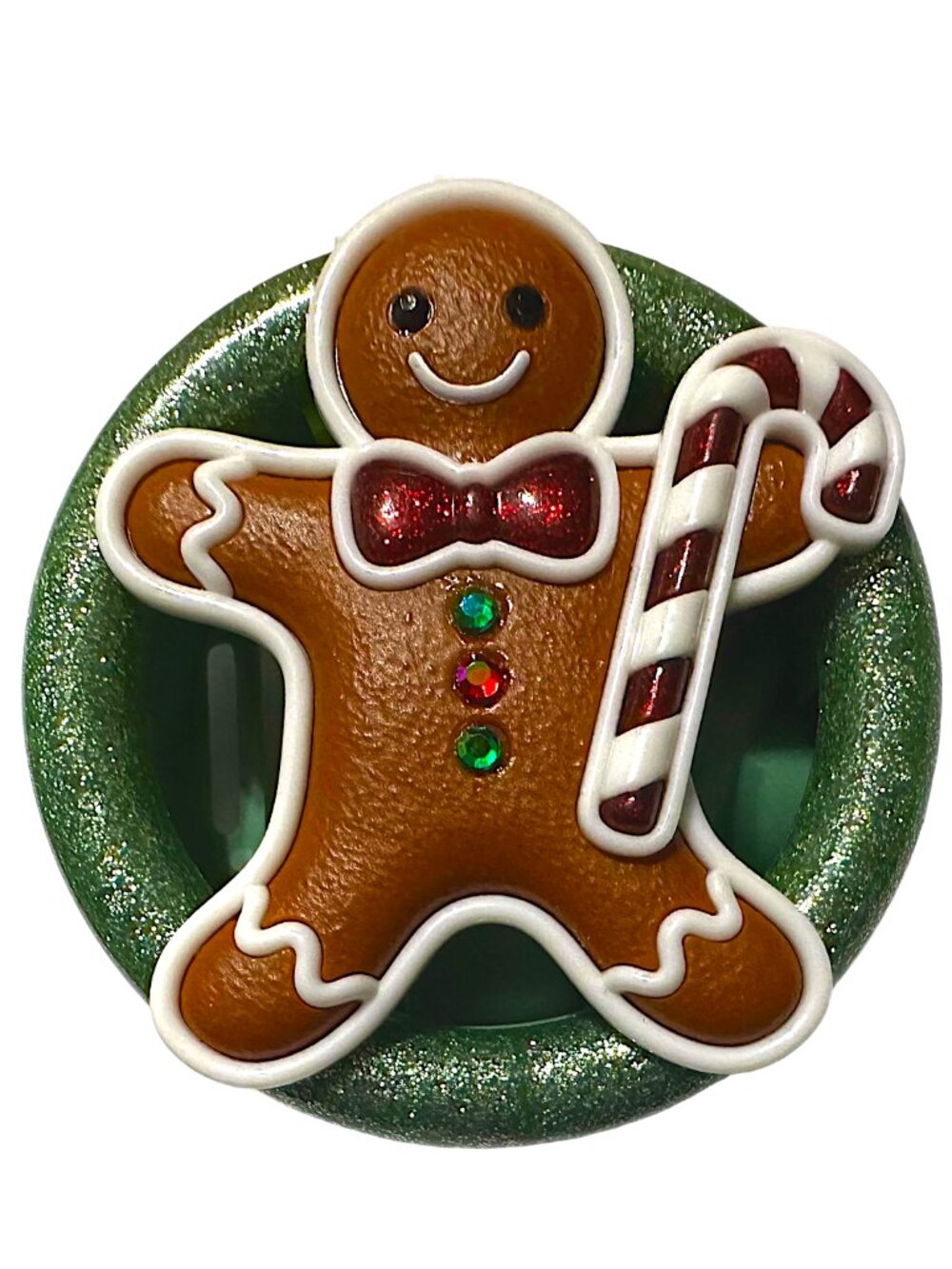 Bath & Body Works Green Sparkling Gingerbread Man Vent & Visor Car Clip Holder